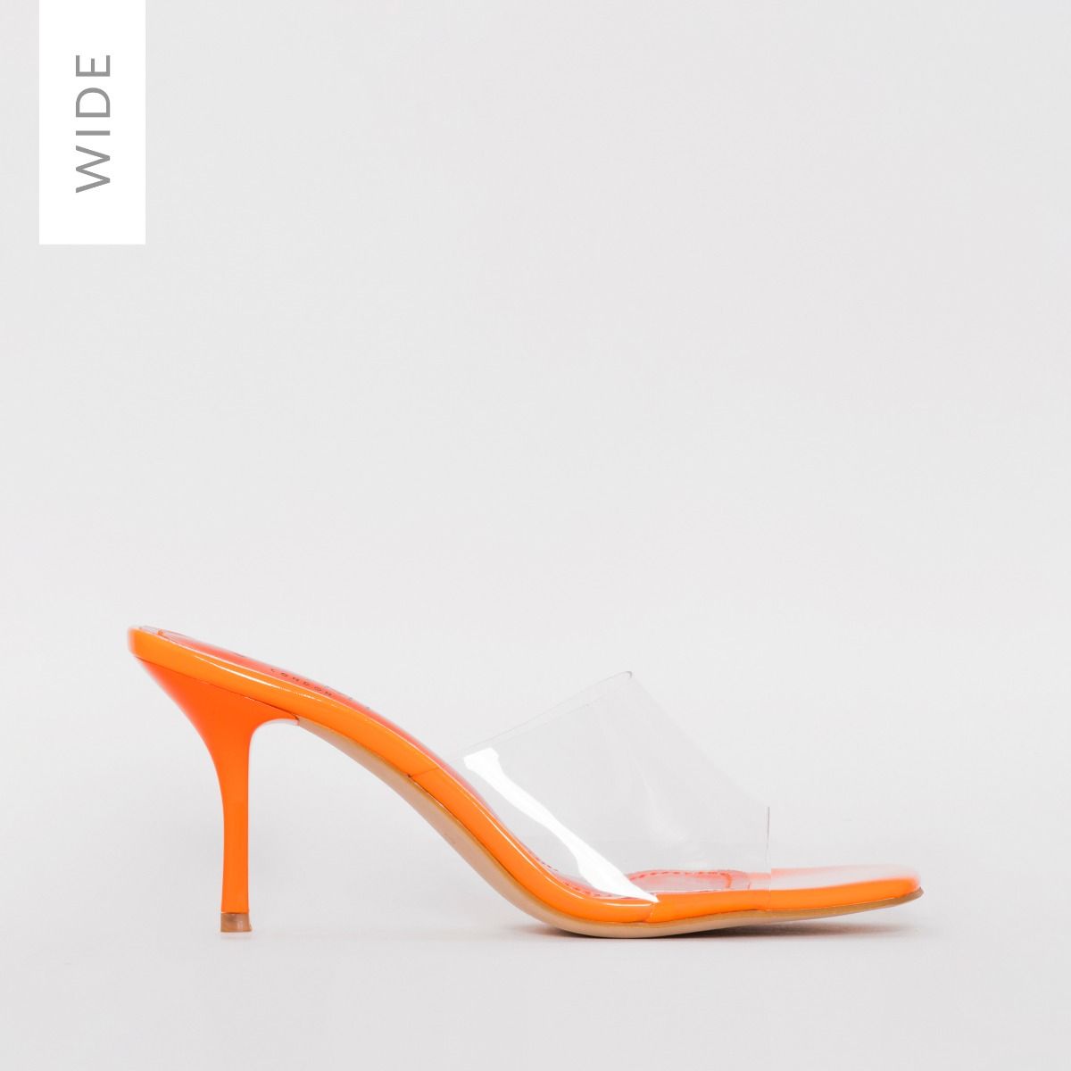 orange perspex heels