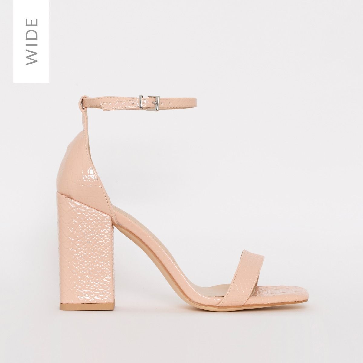 Sharna Wide Fit Nude Patent Python 