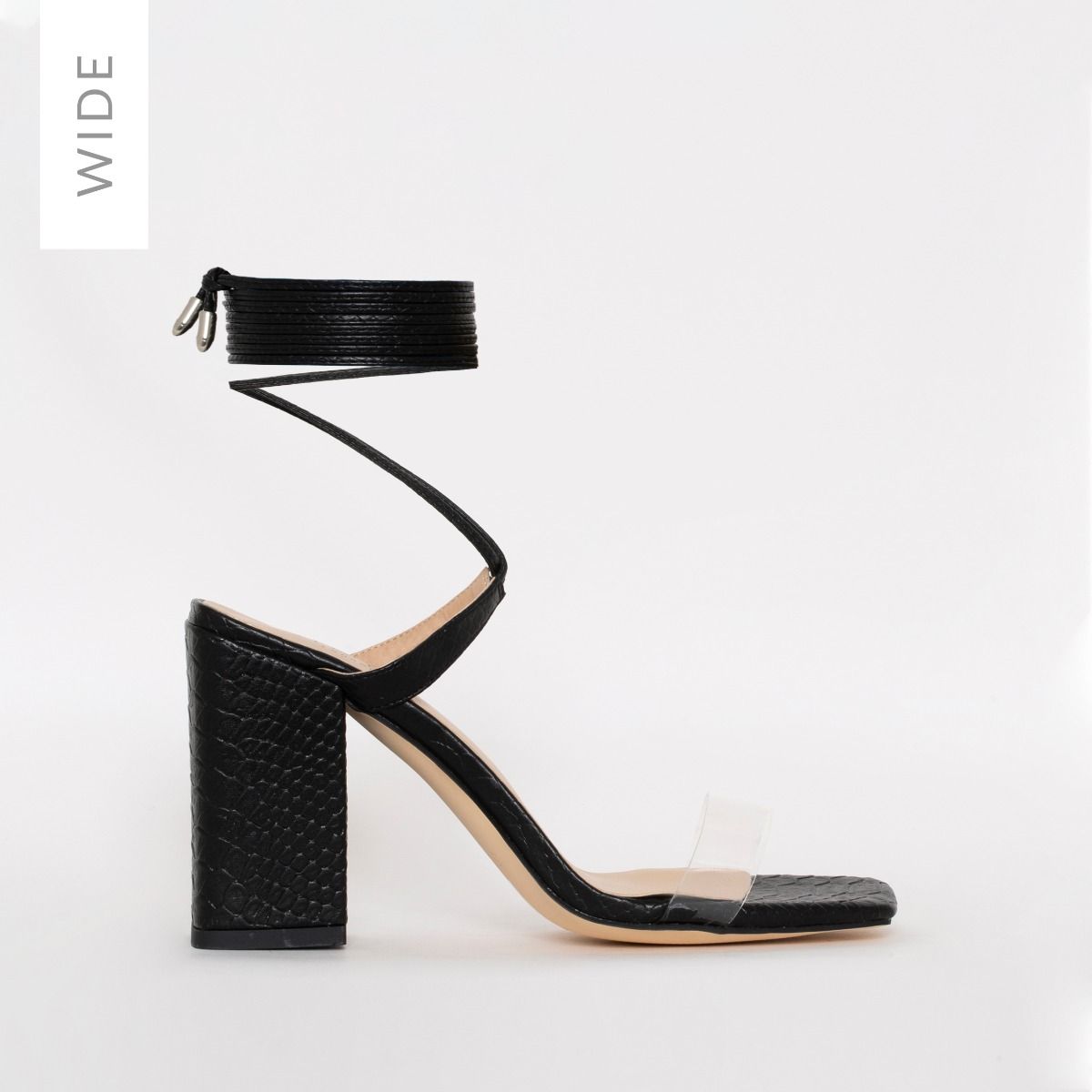 wide fit black patent heels