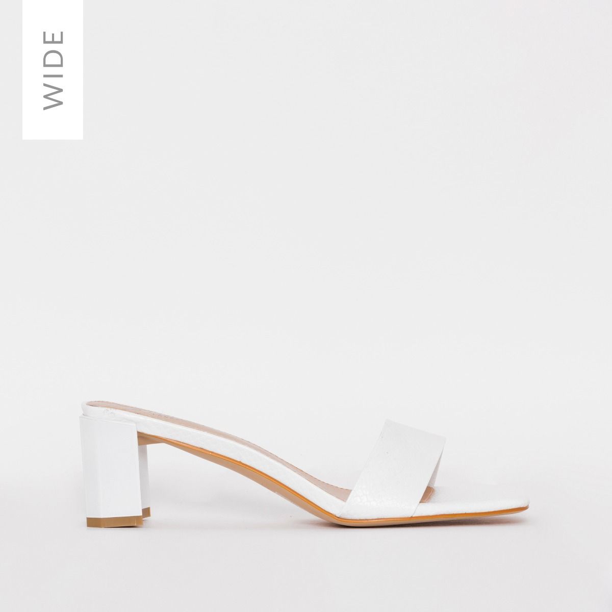 white mules block heel