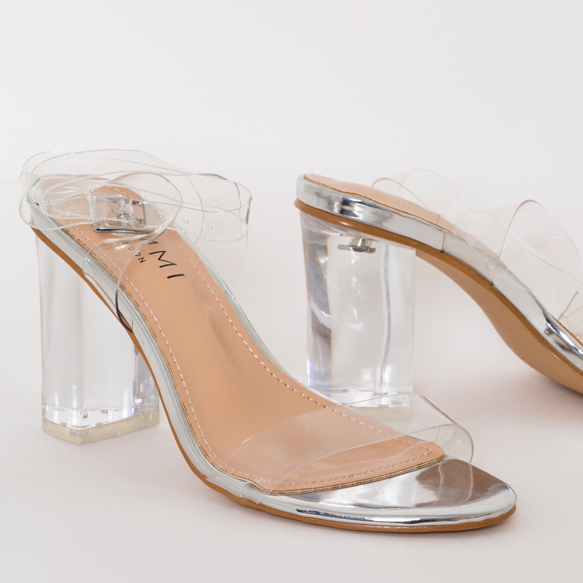 Public Desire Wide Fit Alia clear strap heeled sandals - ShopStyle
