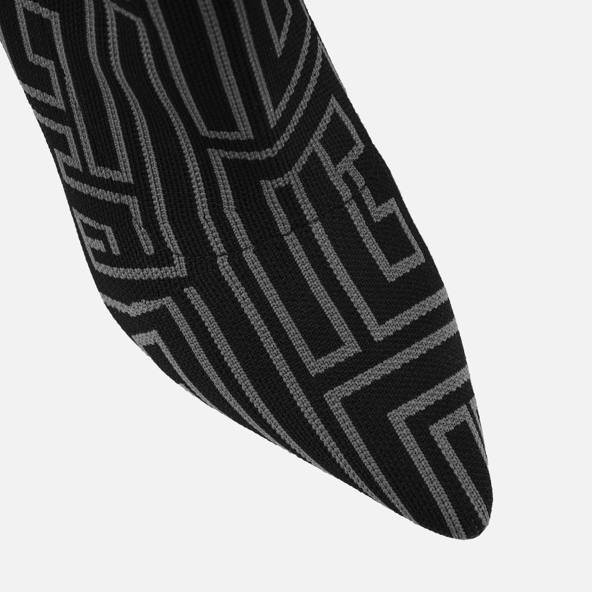 Orion Black Print Stiletto Sock Ankle Boots | SIMMI London