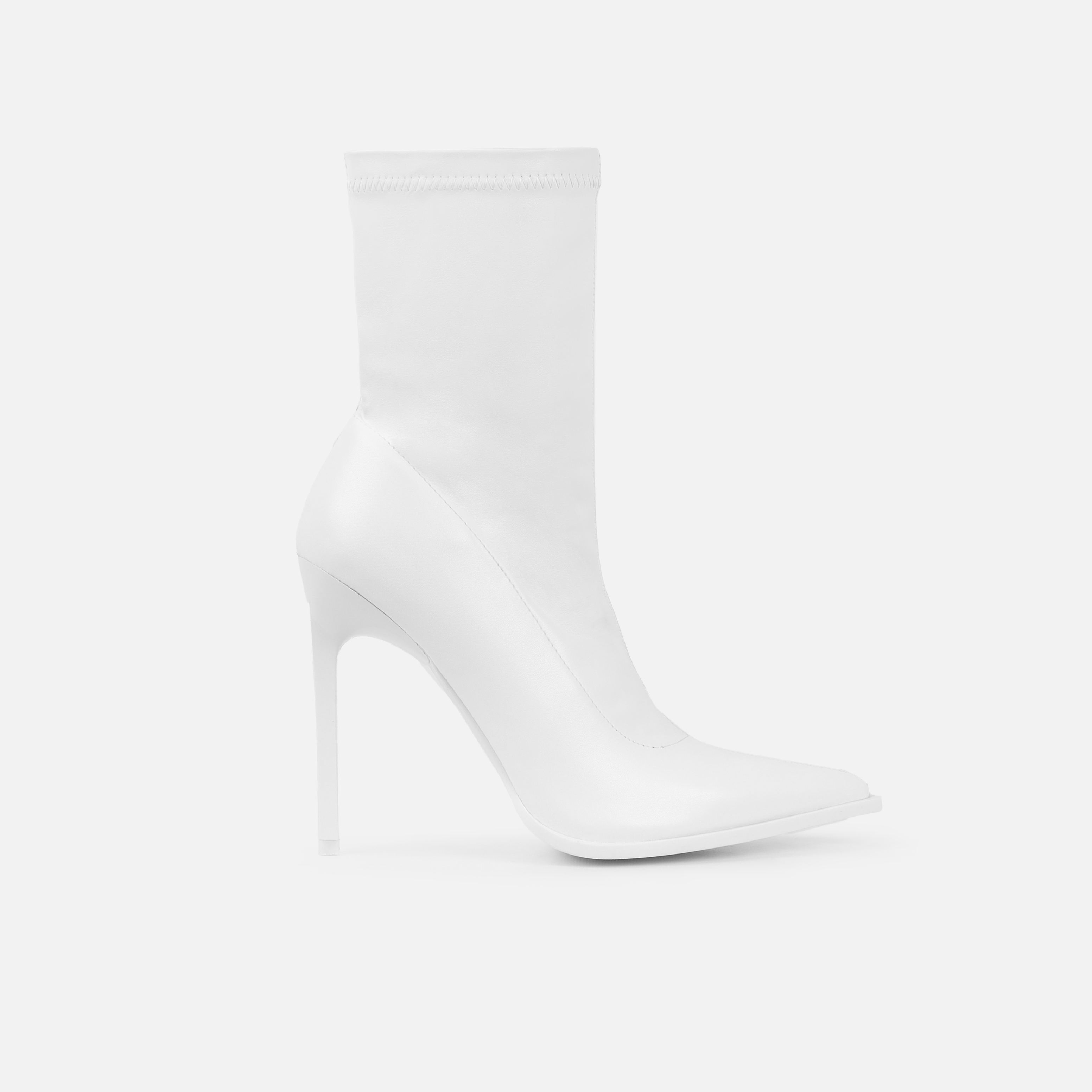 Bia White Pointed Toe Stiletto Ankle Boots | SIMMI London