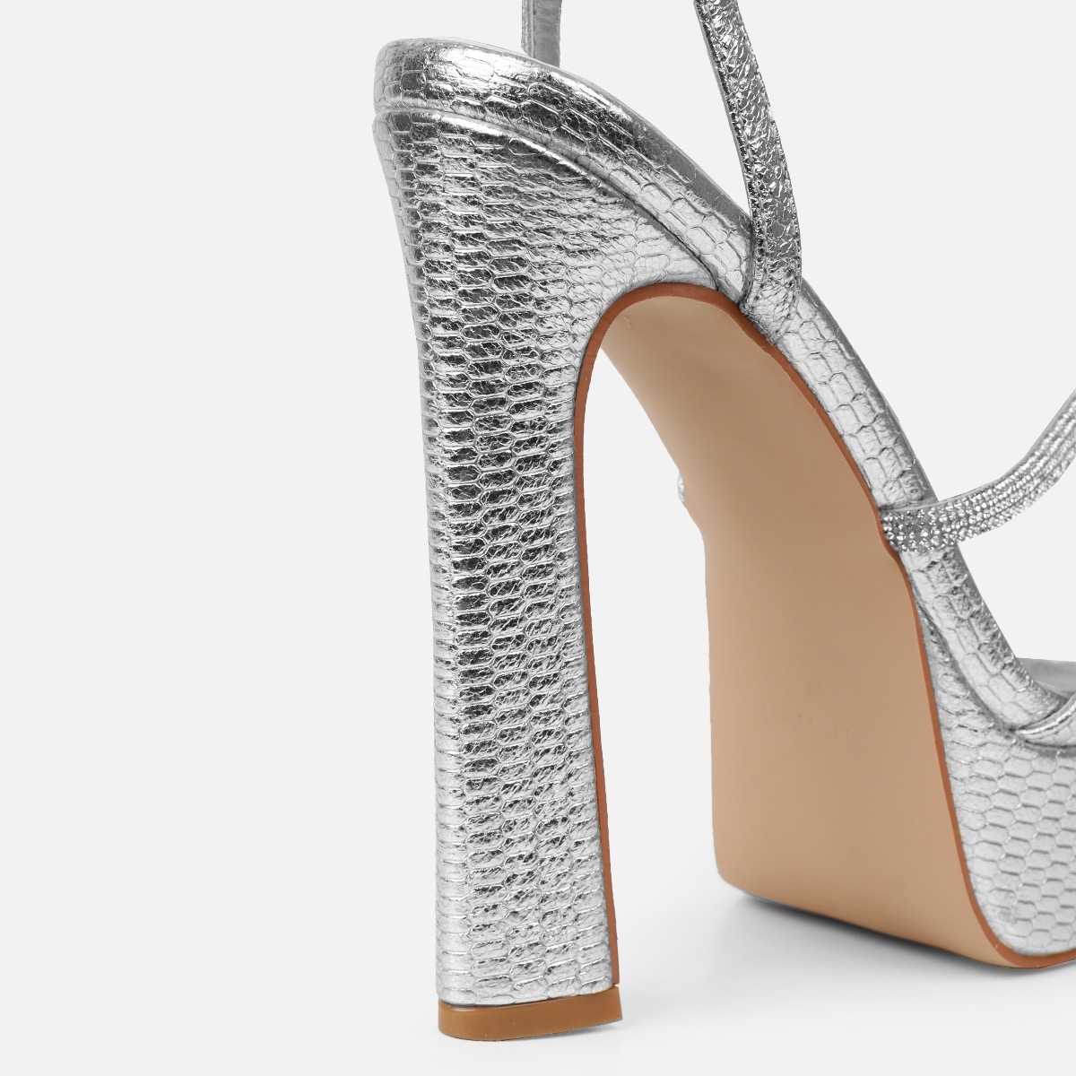 Silver diamante sale platform heels