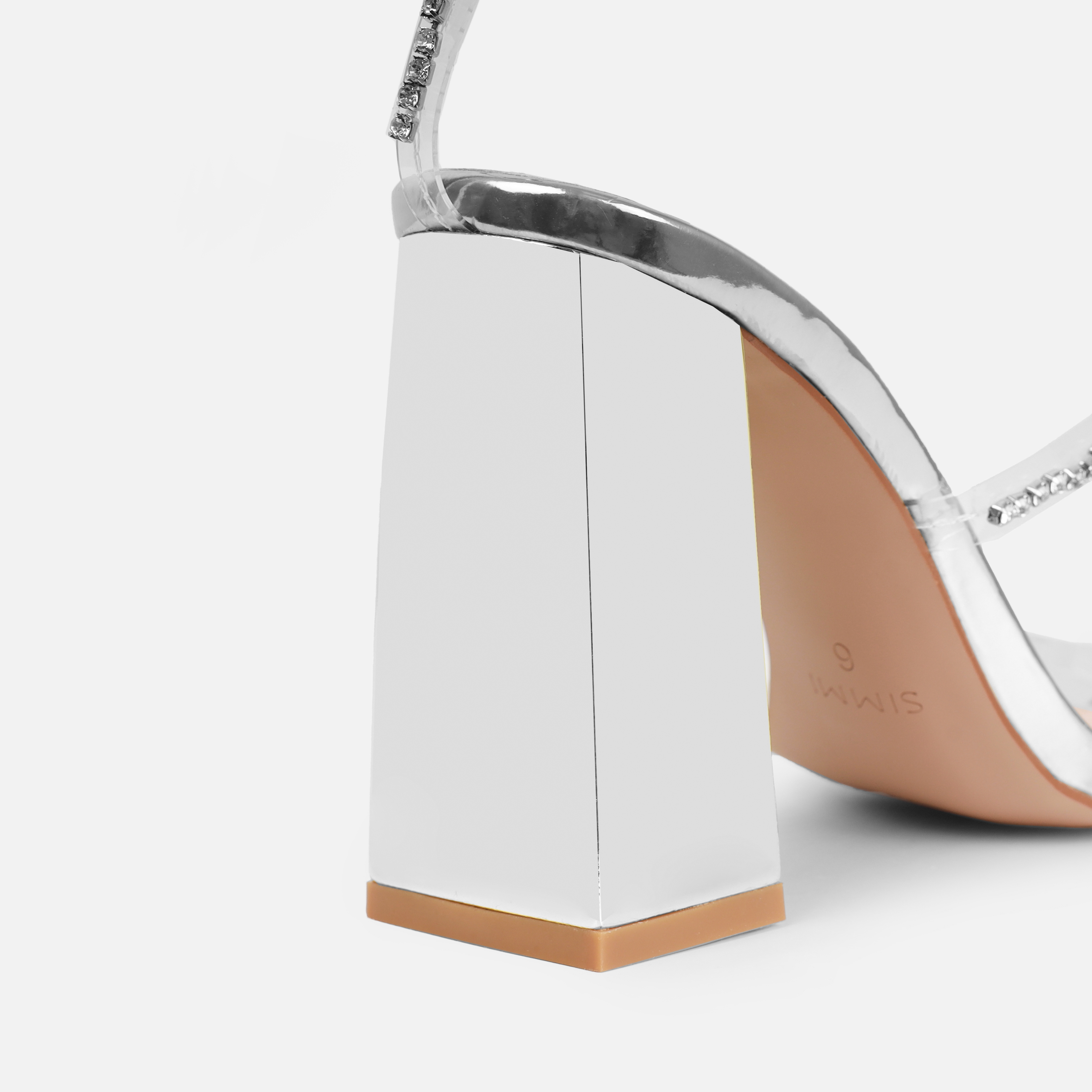 Silver Diamanté Embellished Mid Block Heel Sandals | New Look