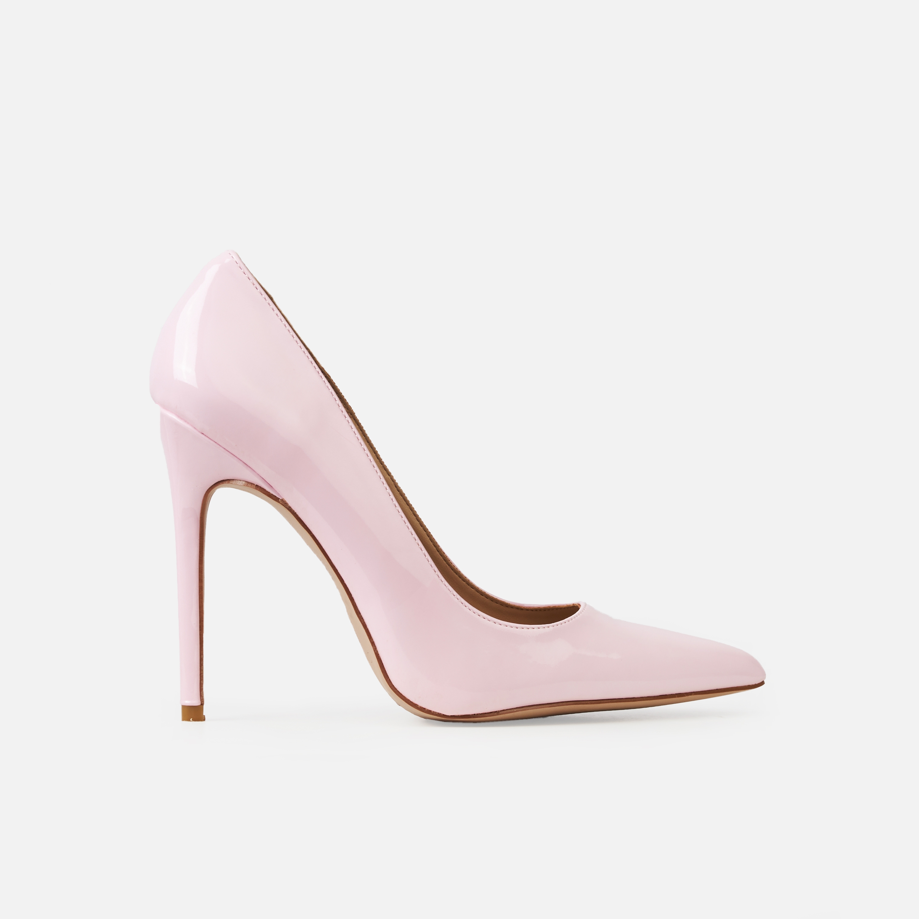 Chic Pink Patent Leather Heels : Cowhide Leather Glittery Pointy Toe H