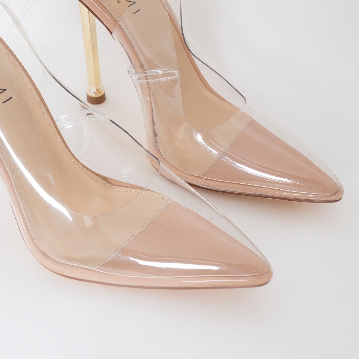 Nude Lace-up Court Shoes –