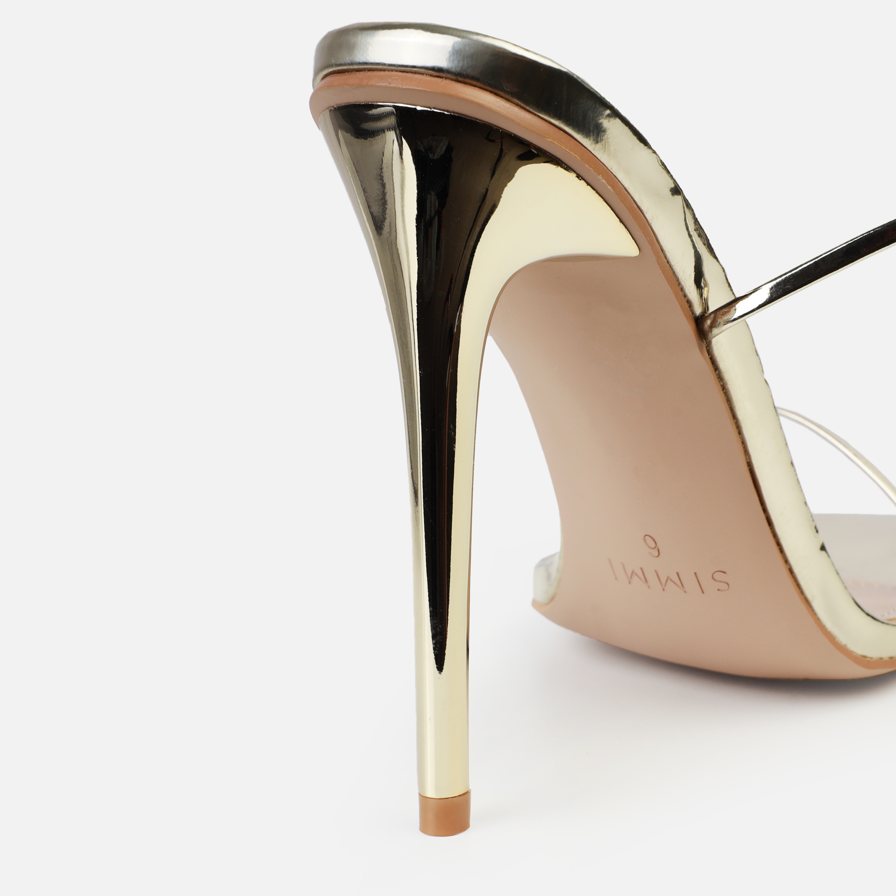 Vivia Gold Lace Up Metal Toe Cap Stiletto Heels | SIMMI London