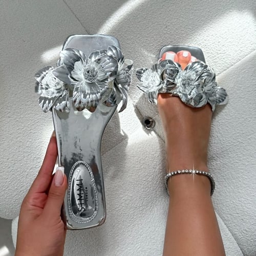 Girls Silver Pretty Flower Sandal Now in Stock