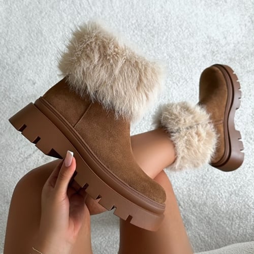 Tan faux best sale fur boots