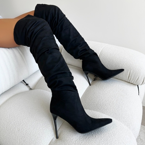 Beksie black belted hot sale thigh high boots