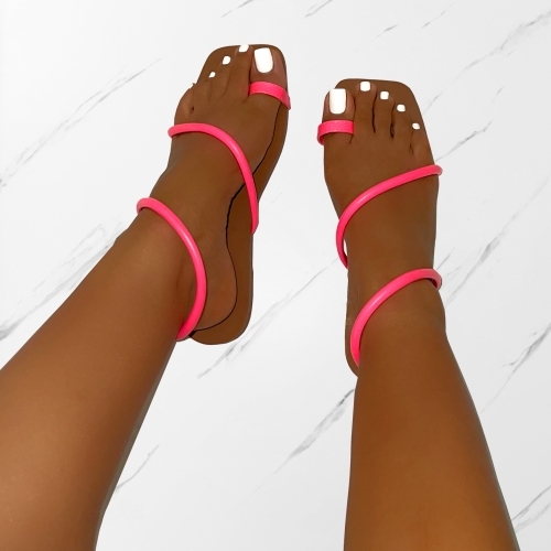 Leif Neon Pink Toe Loop Flat Sandals SIMMI London