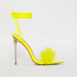 yellow fluffy heels