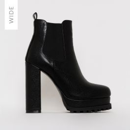 wide fit black lace up ankle boots