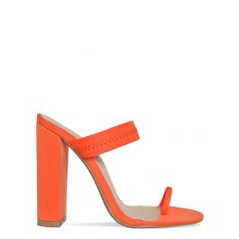 Hailee Neon Orange Lycra Toe Loop Mules