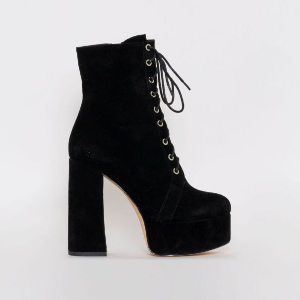 black suede lace up ankle boots