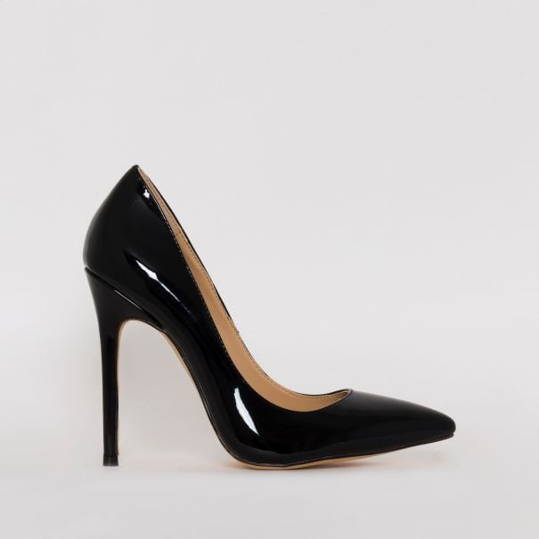 black patent court shoes