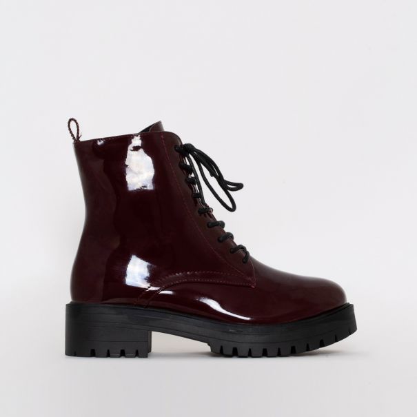 maroon patent boots