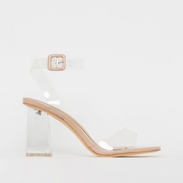 nude block mid heels