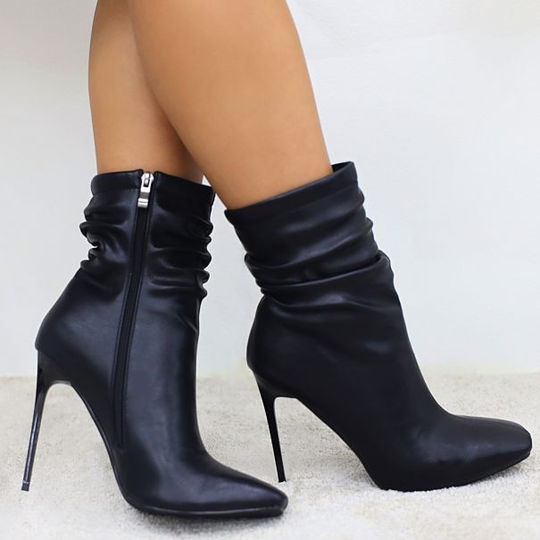 ruched heeled ankle boots