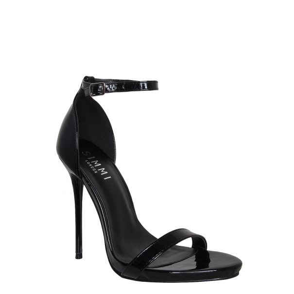 Selma Black Patent Barely There Stiletto Heels