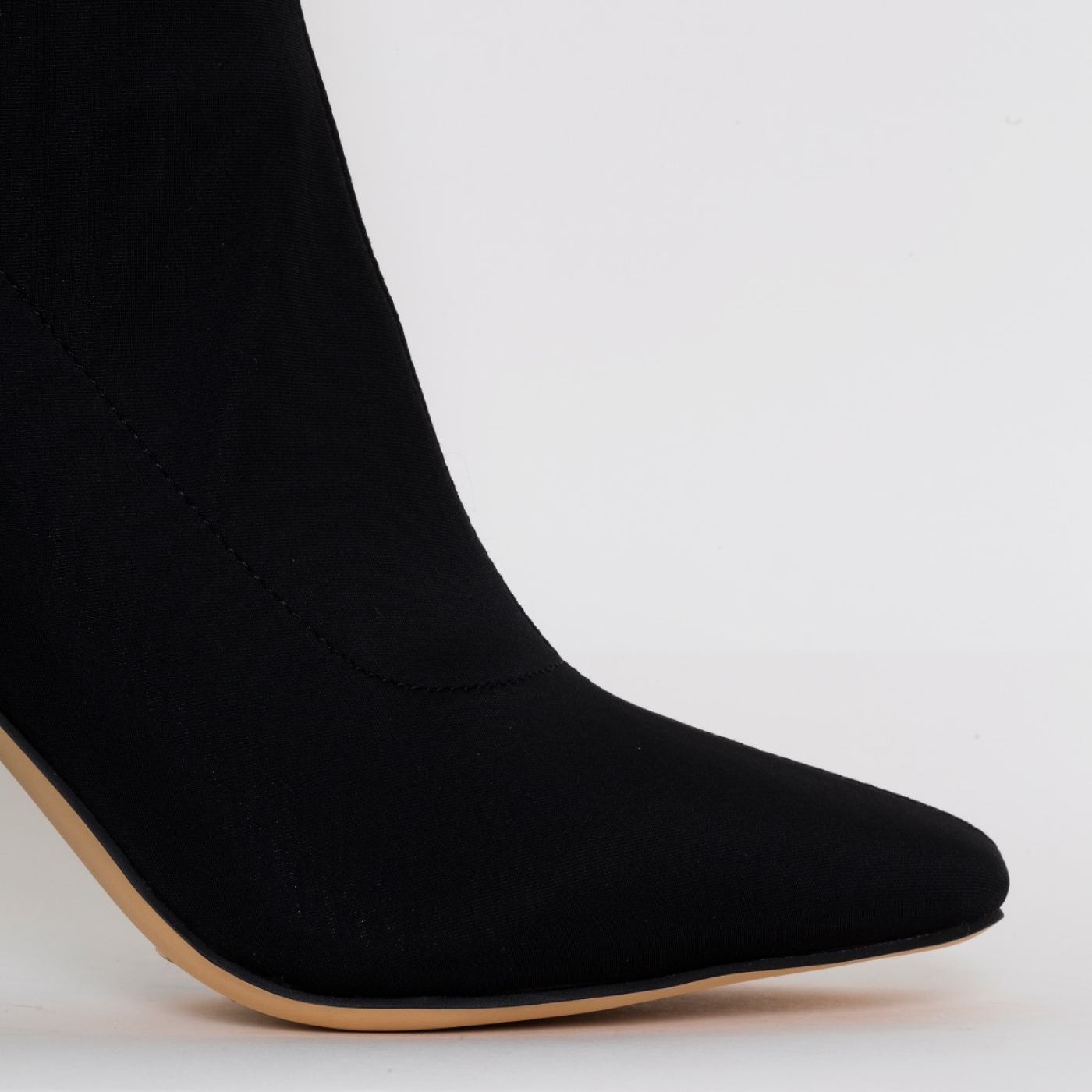 Carina Black Lycra Block Heel Ankle Boots