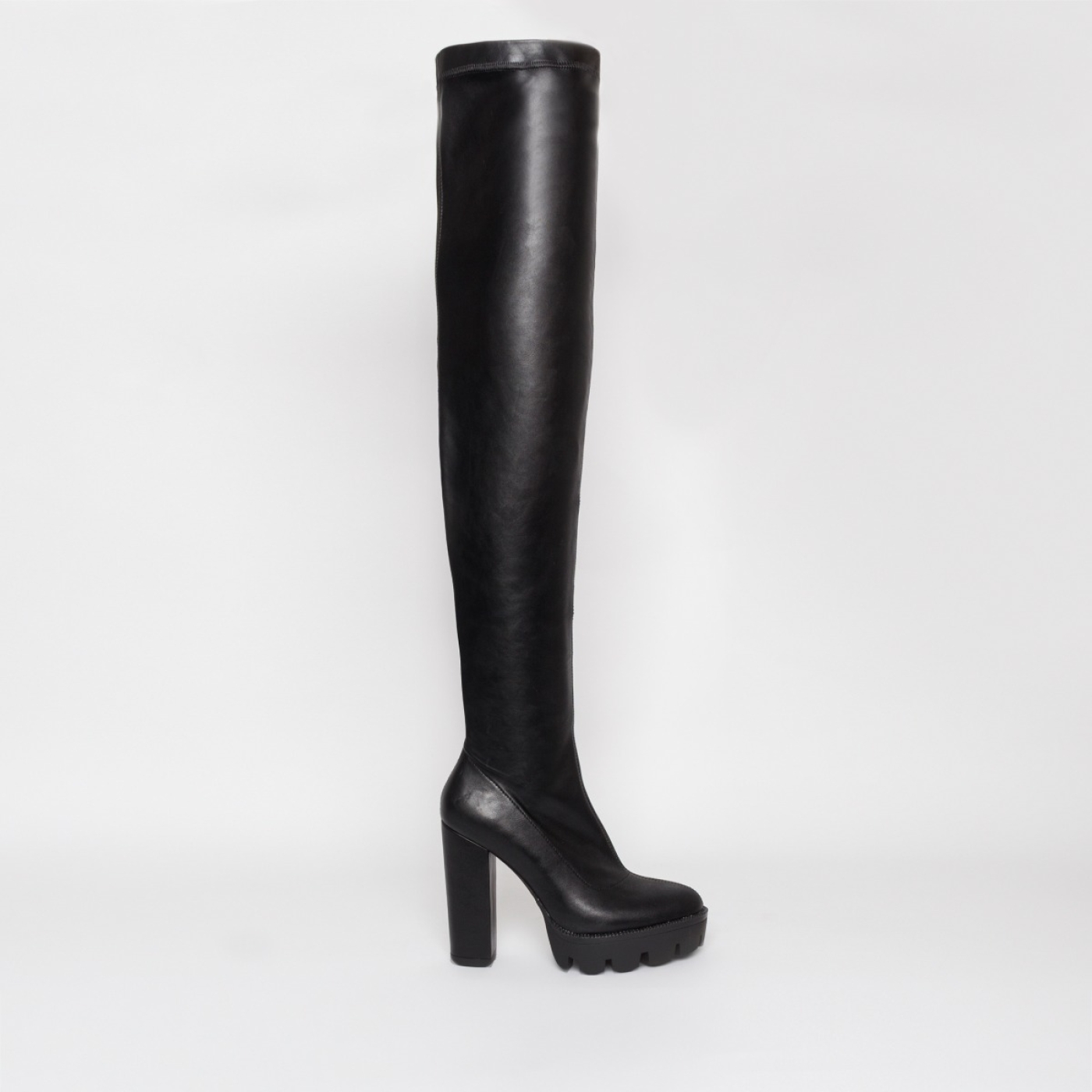 Stormi Black Platform Thigh High Boots 9556