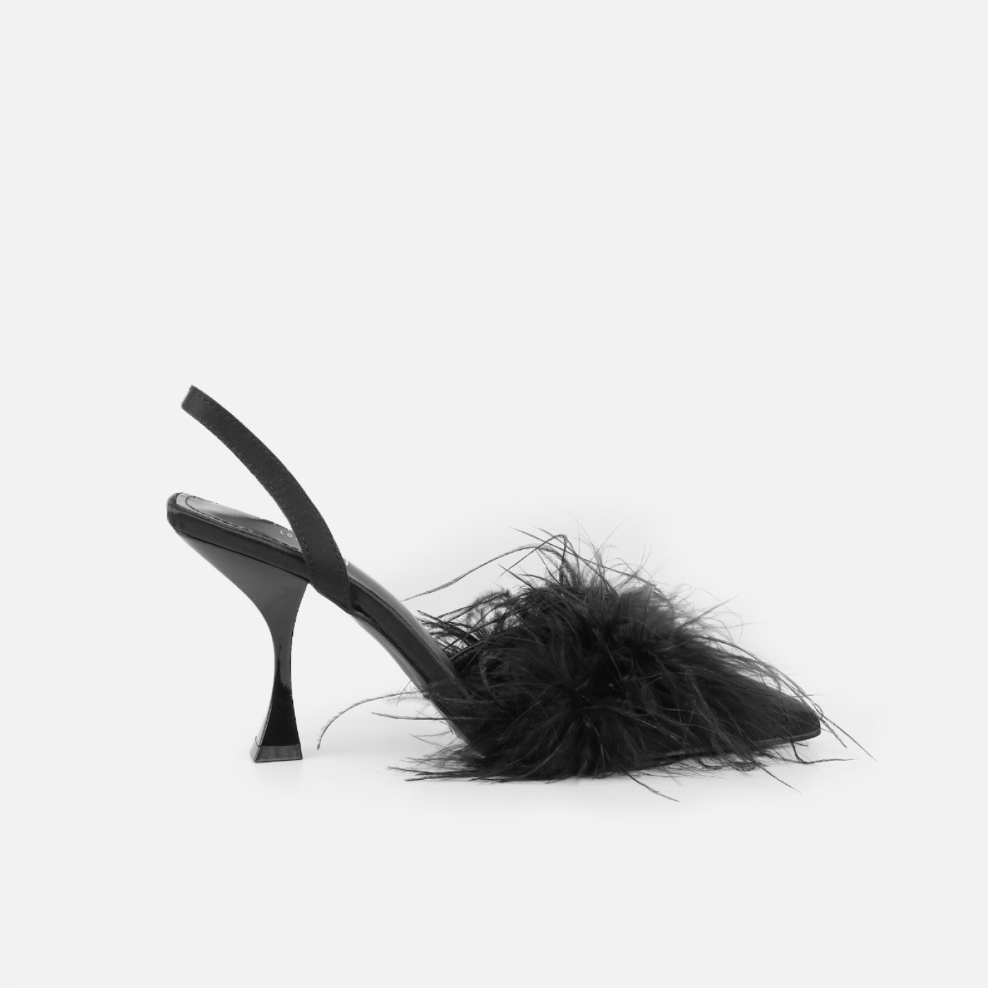 Jube Black Satin Fluffy Court Shoes | SIMMI London